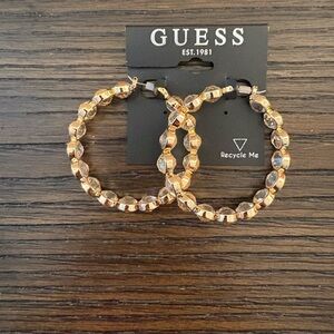 NEW Guess Crystal Studded Hoop Earrings